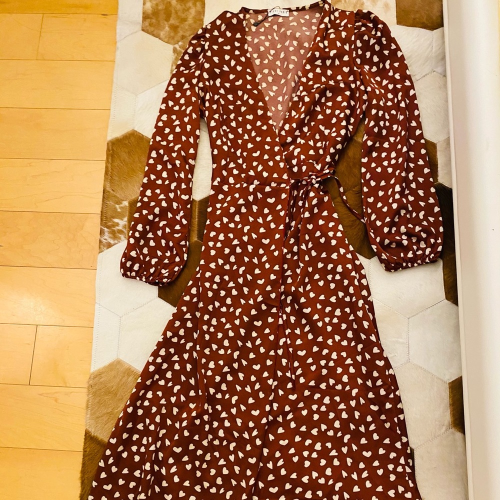 New, red heart wrap dress